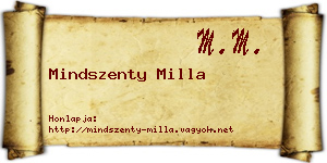 Mindszenty Milla névjegykártya